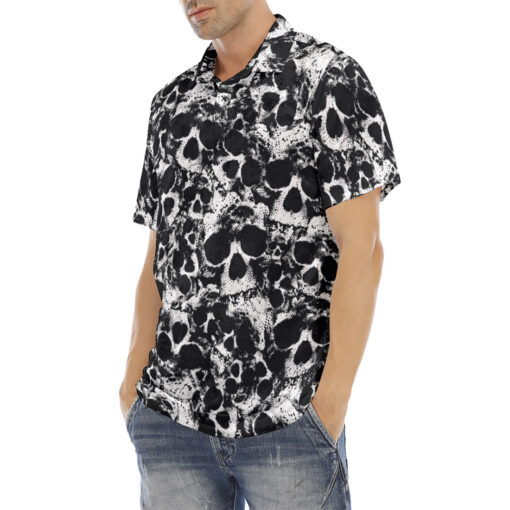 Skulls Grunge Velvet Polo Shirt