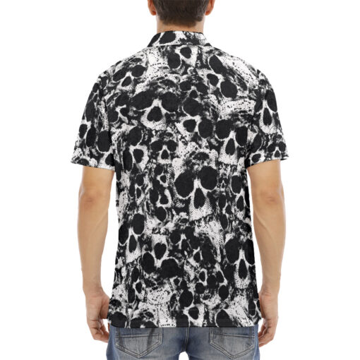 Skulls Grunge Velvet Polo Shirt - Image 4