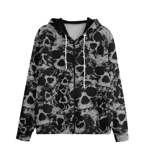 Skulls Grunge Pattern Men's Zip Up Hoodie