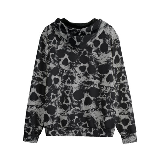 Skulls Grunge Pattern Men's Zip Up Hoodie - Image 2