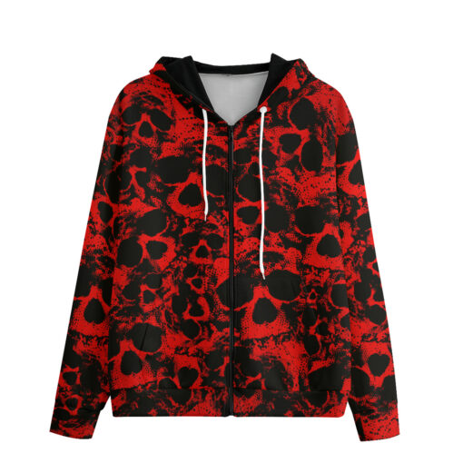 Red Skulls Grunge Men's Zip Up Hoodie