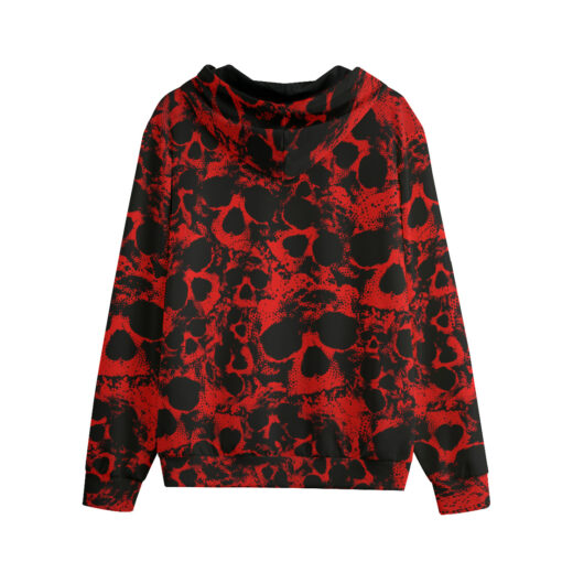 Red Skulls Grunge Men's Zip Up Hoodie - Image 2