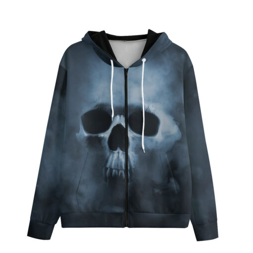 Smoke Cloud Scary Skull Men's Zip Up Hoodie