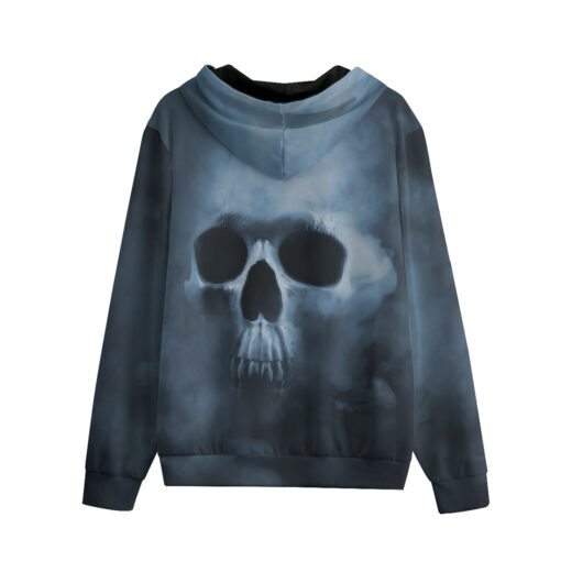 Smoke Cloud Scary Skull Men's Zip Up Hoodie - Image 2