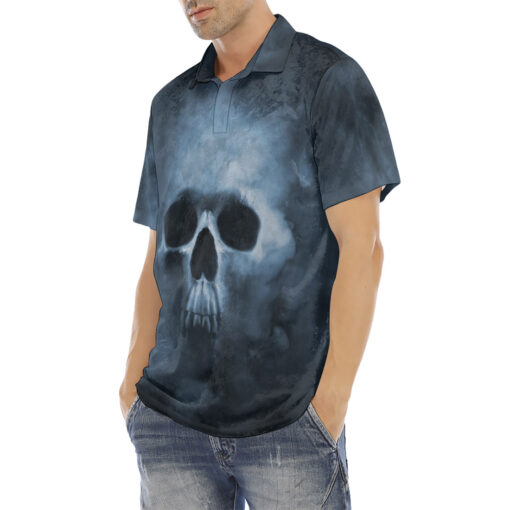 Smoke Cloud Scary Skull Velvet Polo Shirt