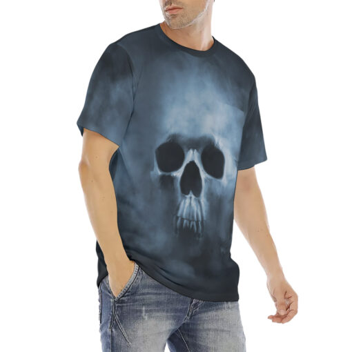 Smoke Cloud Scary Skull Men's T-Shirt - Image 3