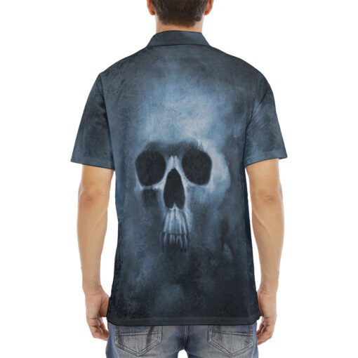 Smoke Cloud Scary Skull Velvet Polo Shirt - Image 4