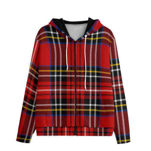 Classic Red Tartan Men's Zip Up Hoodie