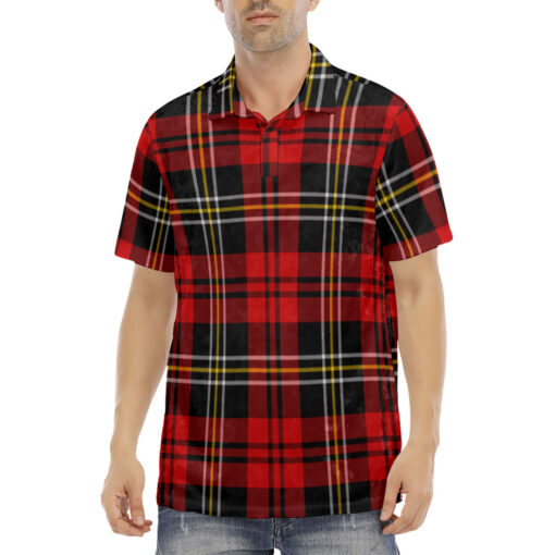 Classic Red Tartan Velvet Polo Shirt - Image 2