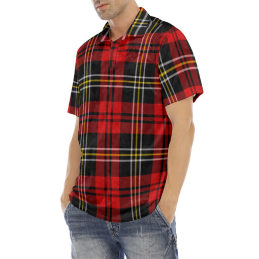 Classic Red Tartan Velvet Polo Shirt