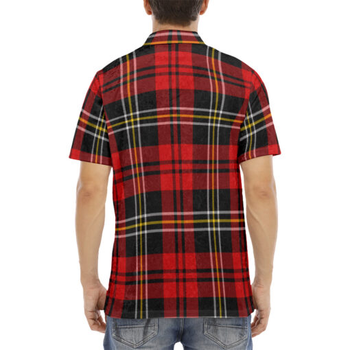 Classic Red Tartan Velvet Polo Shirt - Image 4