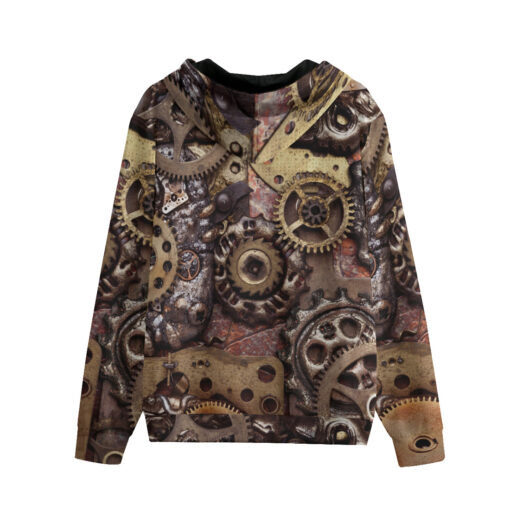 Steampunk Gears Men's Zip Up Hoodie - Image 2