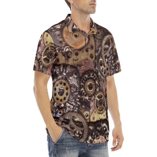 Steampunk Gears Velvet Polo Shirt - Image 3