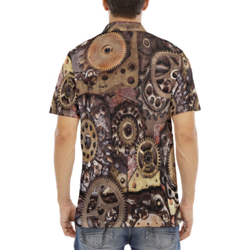 Steampunk Gears Velvet Polo Shirt - Image 4