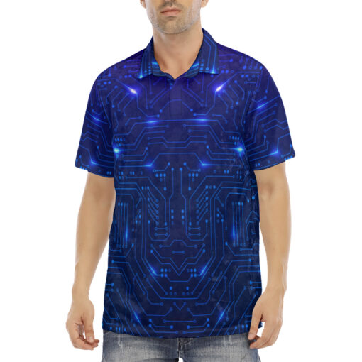 Futuristic Hi-tech Board Velvet Polo Shirt - Image 2