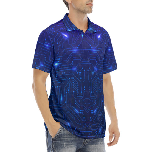 Futuristic Hi-tech Board Velvet Polo Shirt - Image 3