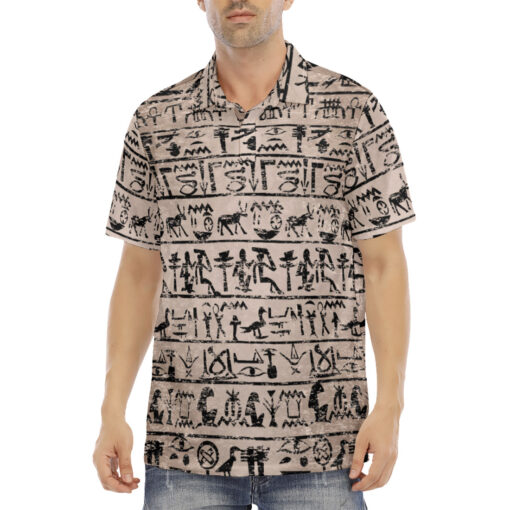 Egyptian Hieroglyphs Velvet Polo Shirt - Image 2