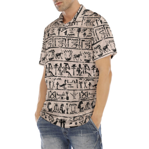 Egyptian Hieroglyphs Velvet Polo Shirt