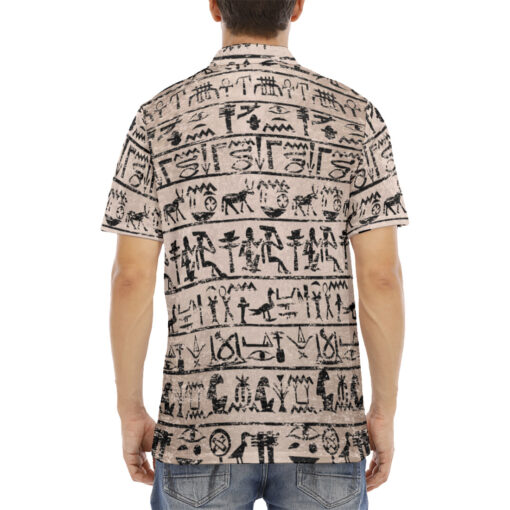 Egyptian Hieroglyphs Velvet Polo Shirt - Image 4