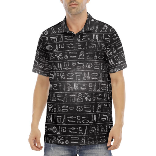 Egyptian Hieroglyphs Velvet Polo Shirt - Image 2