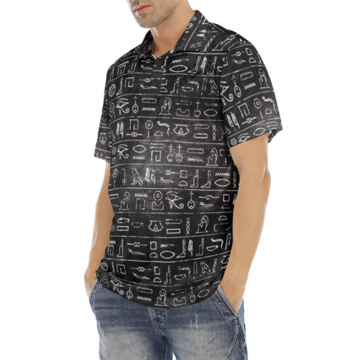 Egyptian Hieroglyphs Velvet Polo Shirt