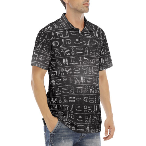 Egyptian Hieroglyphs Velvet Polo Shirt - Image 3