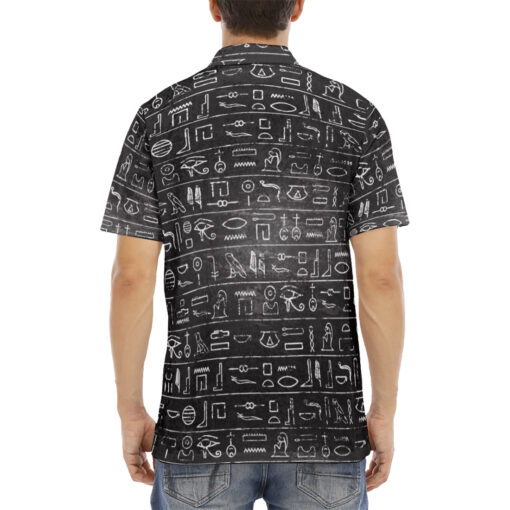 Egyptian Hieroglyphs Velvet Polo Shirt - Image 4