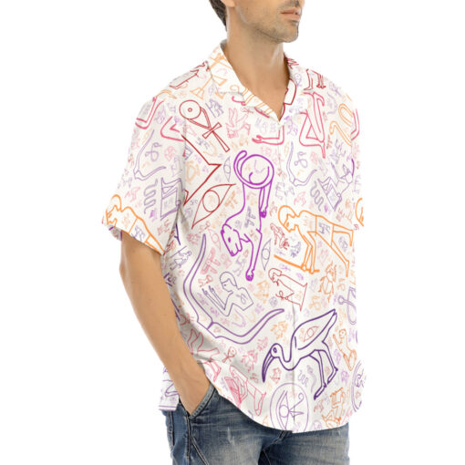 Colorful Egyptian Hieroglyphics Hawaiian Shirt - Image 2