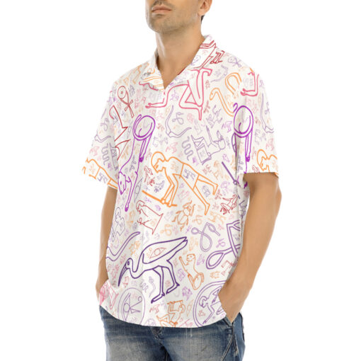 Colorful Egyptian Hieroglyphics Hawaiian Shirt - Image 3