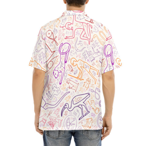 Colorful Egyptian Hieroglyphics Hawaiian Shirt - Image 4