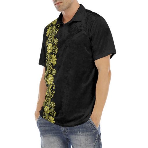 Floral Border Velvet Polo Shirt