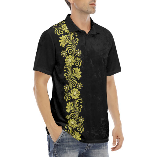 Floral Border Velvet Polo Shirt - Image 3