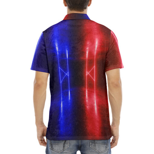 Velvet Polo Shirt Red Blue Sci-Fi Neon - Image 4