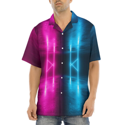 Hawaiian Shirt Sci-Fi Neon Pink Blue