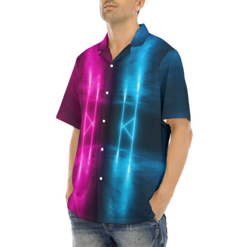 Hawaiian Shirt Sci-Fi Neon Pink Blue - Image 3