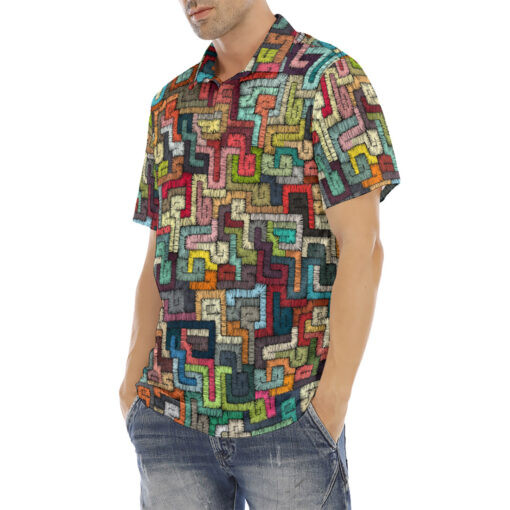 Ethnic Tribal Motifs Bohemian Velvet Polo Shirt