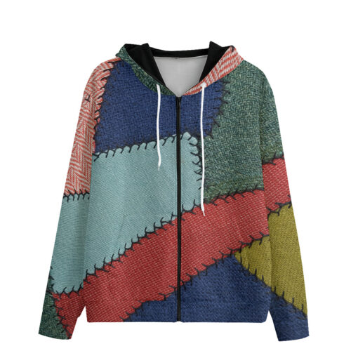 Patchwork Men's Zip Up Hoodie