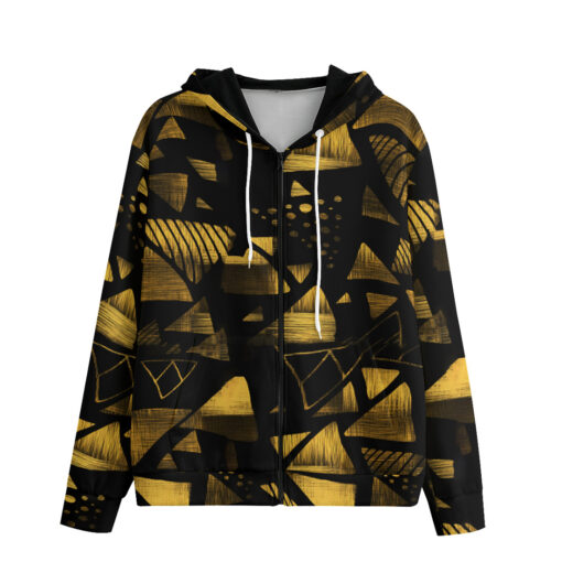 Golden Geometric Shapes Men's Zip Up Hoodie