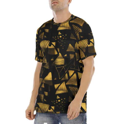 Golden Geometric Shapes Men's T-Shirt - Image 2