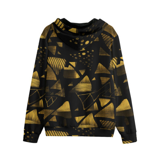 Golden Geometric Shapes Men's Zip Up Hoodie - Image 2