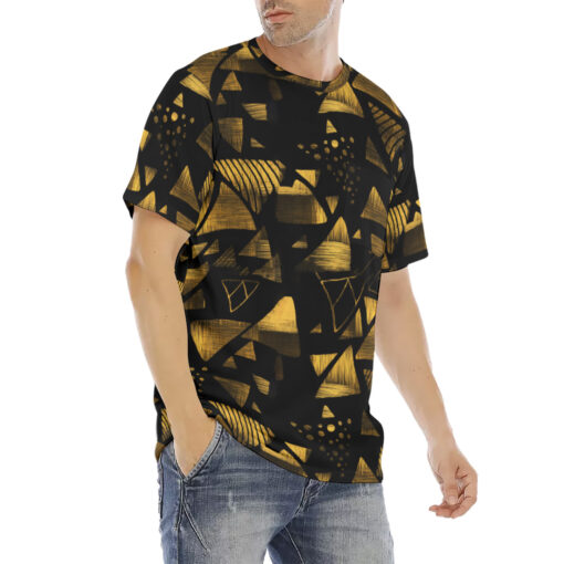 Golden Geometric Shapes Men's T-Shirt - Image 3