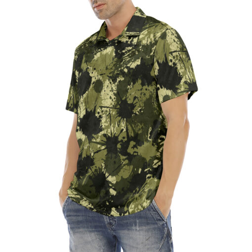 Ink Paint Splashes Camouflage Velvet Polo Shirt