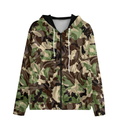 Crumpled Fabric Folds Camouflage Men's Zip Up Hoodie