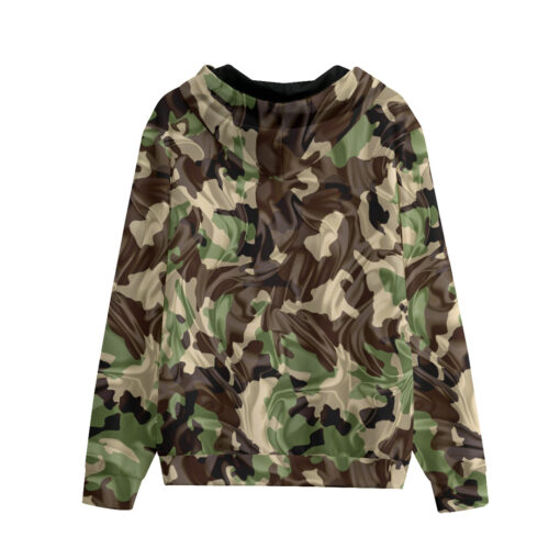 Crumpled Fabric Folds Camouflage Men's Zip Up Hoodie - Image 2