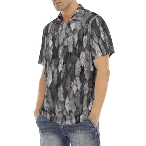 Black Feathers Plumage Velvet Polo Shirt