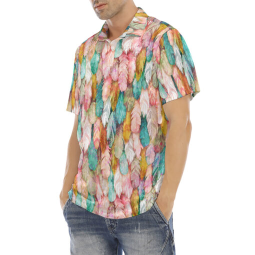 Colorful Feathers Plumage Velvet Polo Shirt