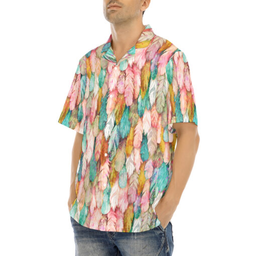 Colorful Feathers Plumage Hawaiian Shirt - Image 3