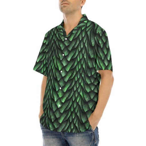 Green Dragon Scales Hawaiian Shirt - Image 3