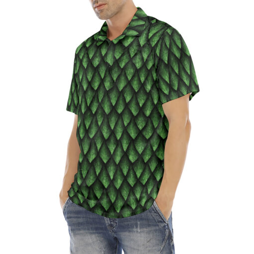 Green Dragon Scales Velvet Polo Shirt