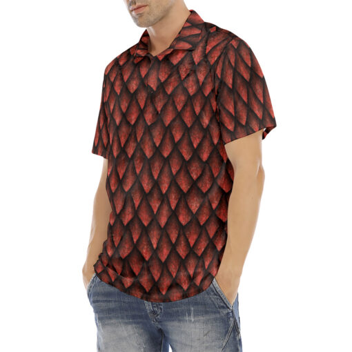 Red Dragon Scales Velvet Polo Shirt